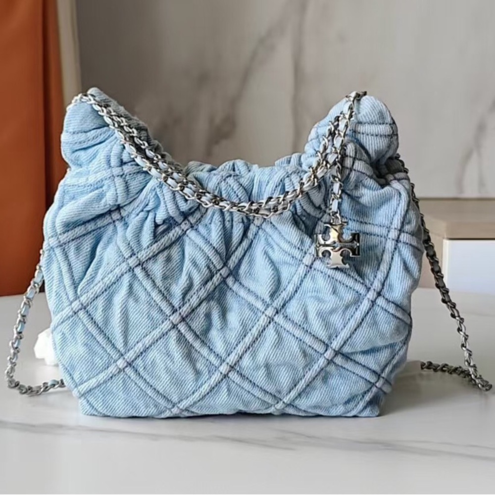 Tory Burch Light Blue Quilted Shoulder Bag